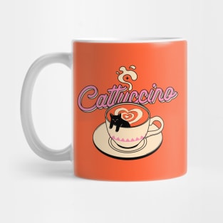 Cappuccino Black Cat in orange Mug